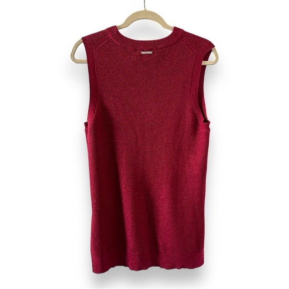 MICHAEL Michael Kors Red Metallic Knit Sleeveless Sweater Womens Size Medium NWT - Picture 3 of 17